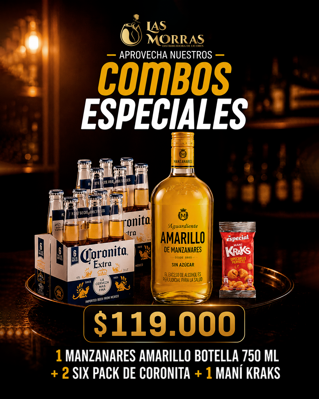 Combo Especial: Manzanares Amarillo, Coronita y Maní Kraks