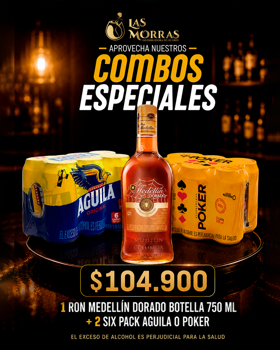Combo Especial: Ron Medellín Dorado con Águila o Poker