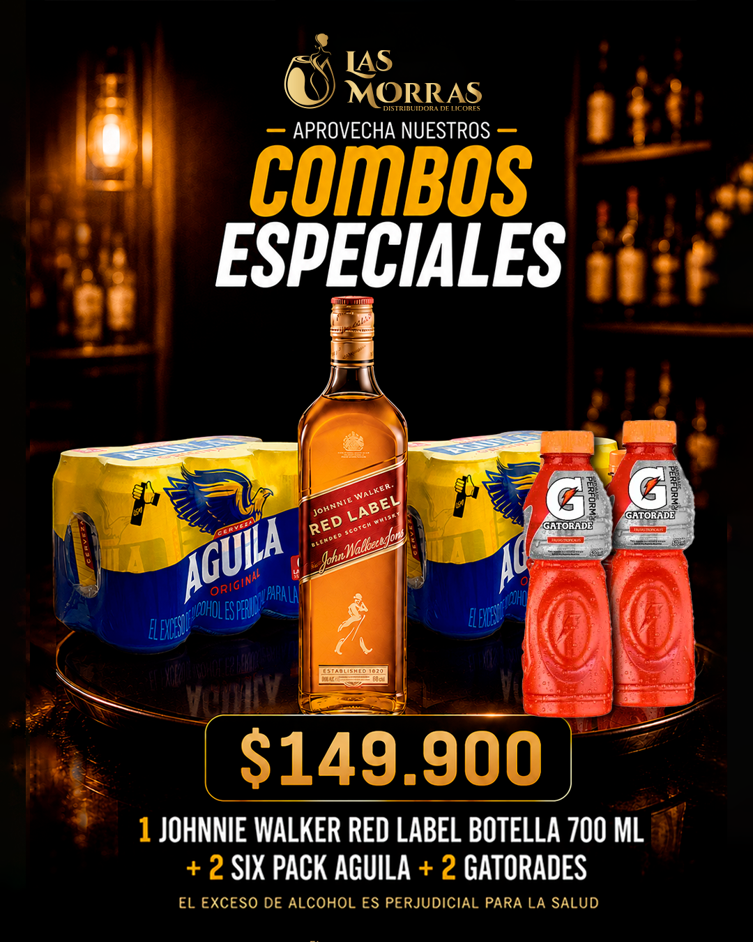 Combo Especial: Johnnie Walker Red Label, Águila y Gatorade